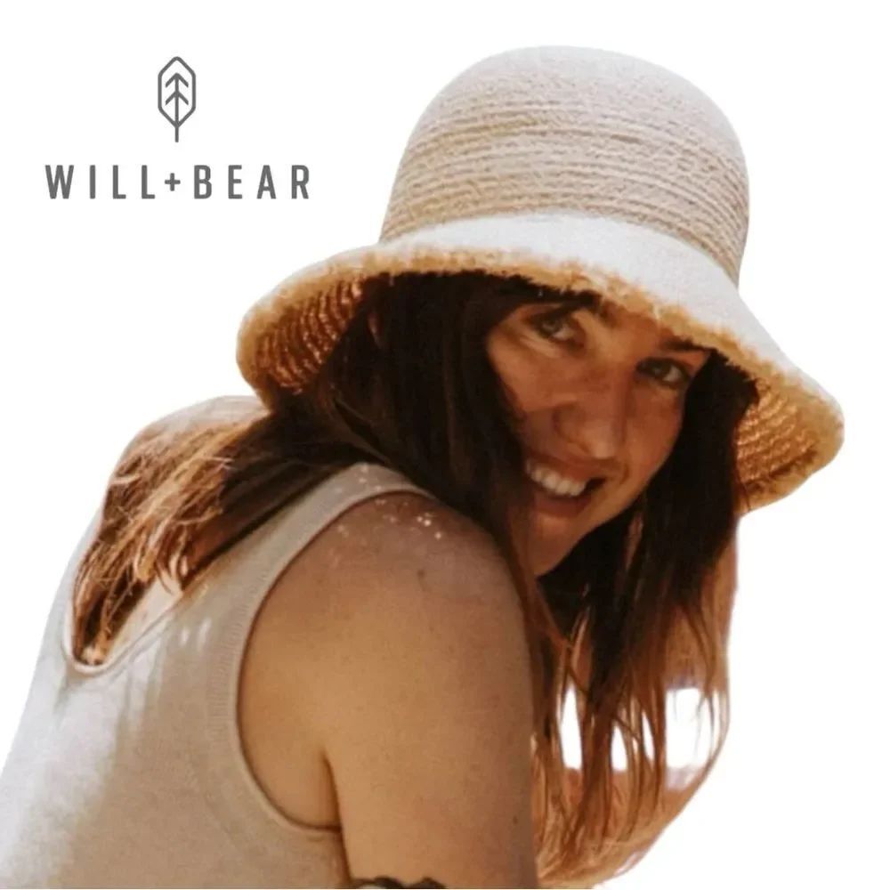 New Will + Bear Stevie Sand Raffia Bucket Hat L